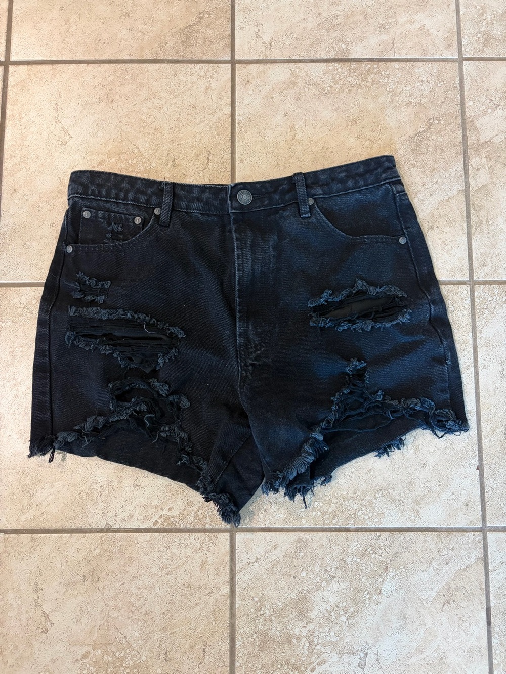 Almost Famous Black Distressed High-Rise Jean Shorts